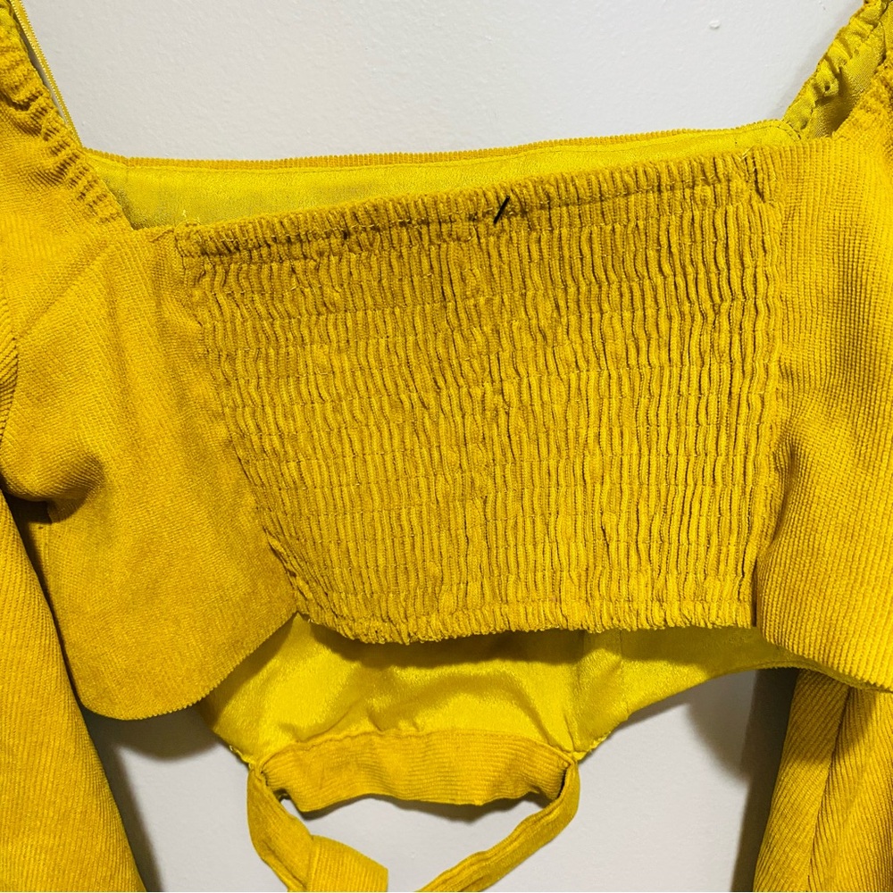 Style & Co Women's Yellow Balloon‎ Sleeve Crop Top Size L - Picture 9 of 15